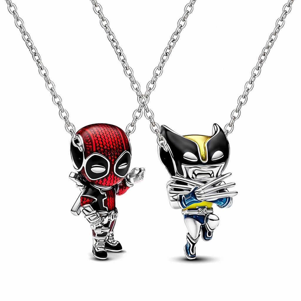 SANNIDHI 2Pcs Cartoonish Charm Necklaces Link Chain Necklaces Popular Deadpool and Wolverine Friendship Necklaces 45cm Adjustable Dainty Necklace Gift for Besties Friends Birthday Gift SANNIDHI 2Pcs Cartoonish Charm Necklaces Link Chain Necklaces Popular Deadpool and Wolverine Friendship Necklaces 45cm Adjustable Dainty Necklace Gift for Besties Friends Birthday Gift